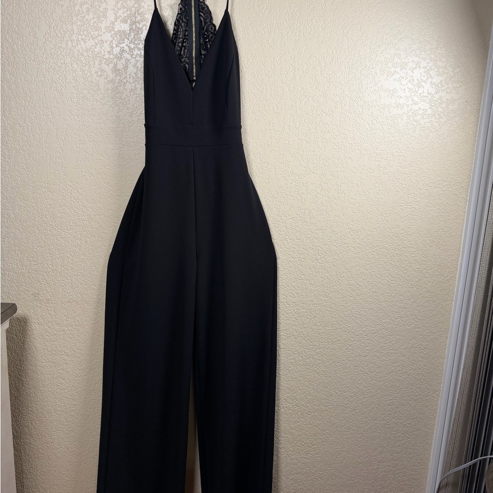 G by Guess Black Lace Halter Jumpsuit